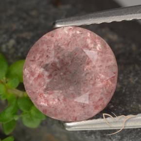 Quartzo Morango Rosa Claro Rosa Natural 1.77ct, Redondo, Translúcido