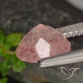 Quartzo Morango Rosa Claro Rosa Natural 1.77ct, Redondo, Translúcido