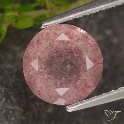 1.72ct Natural rosa rosa Quartzo Morango, Redondo, Translúcido