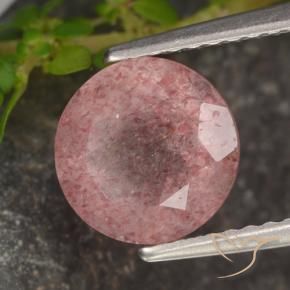 Quartzo Morango rosa rosa Natural 1.72ct, Redondo, Translúcido