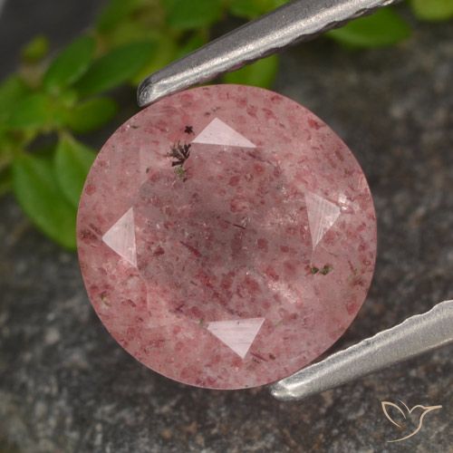 1.64ct Natural rosa rosa Quartzo Morango, Redondo, Translúcido
