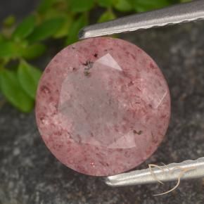 Quartzo Morango rosa rosa Natural 1.64ct, Redondo, Translúcido