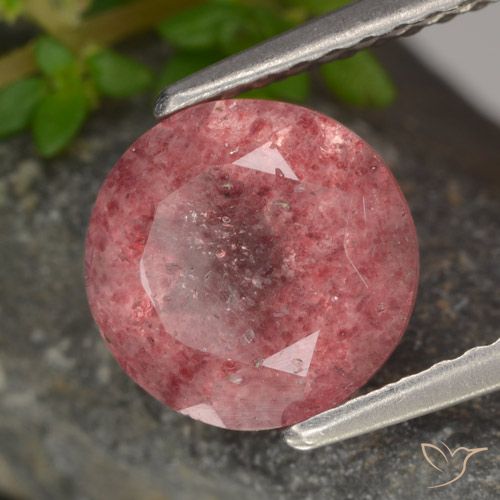 1.80ct Natural Rosa Profundo Quartzo Morango, Redondo, Translúcido