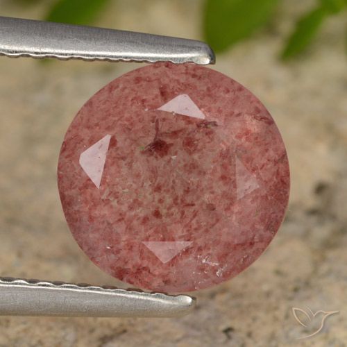 1.81ct Natural rosa rosa Quartzo Morango, Redondo, Translúcido