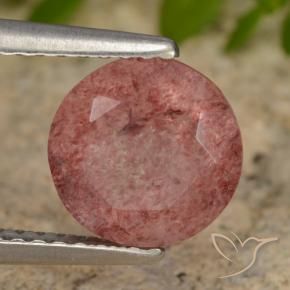 Quartzo Morango rosa rosa Natural 1.81ct, Redondo, Translúcido
