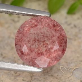 Quartzo Morango rosa médio Natural 1.76ct, Redondo, Translúcido