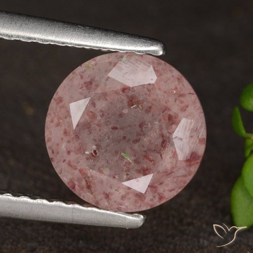 1.64ct Natural rosa médio Quartzo Morango, Redondo, Translúcido