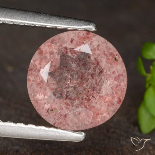 1.69ct Natural Rosa Claro Rosa Quartzo Morango, Redondo, Translúcido