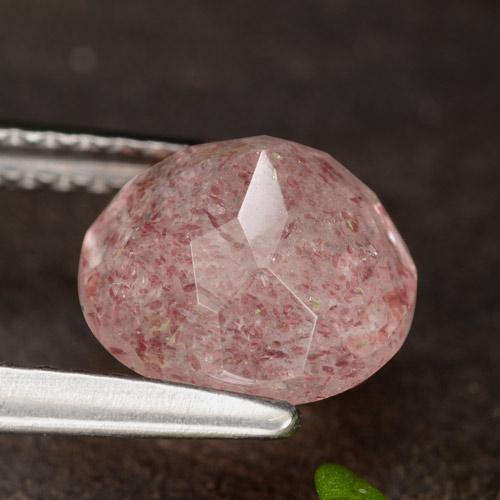 Quartzo morango vermelho natural 2,00ct, corte redondo, translúcido