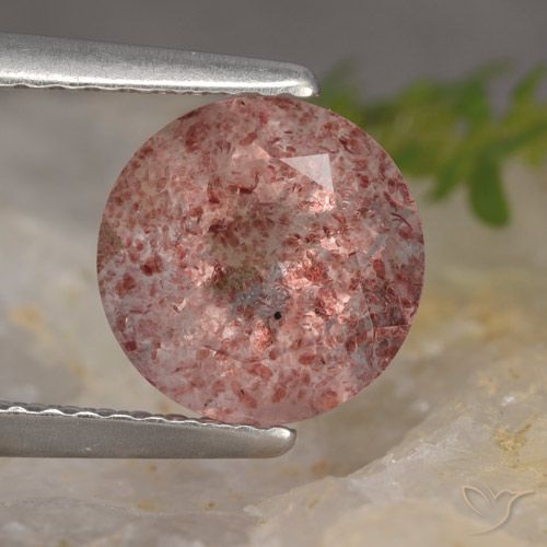 1.88ct Natural rosa rosa Quartzo Morango, Redondo, Translúcido
