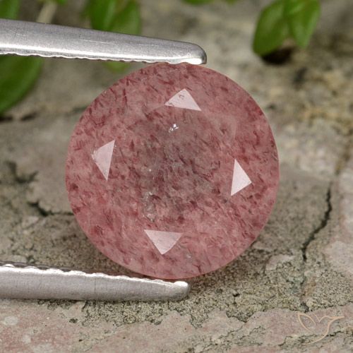 1.89ct Natural rosa médio Quartzo Morango, Redondo, Translúcido