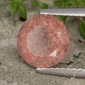Quartzo Morango Rosa escuro Natural 1.76ct, Redondo, Translúcido