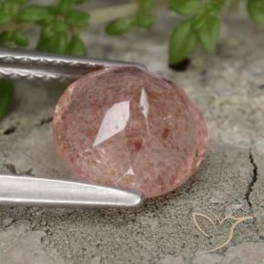 Quartzo Morango Rosa escuro Natural 1.76ct, Redondo, Translúcido