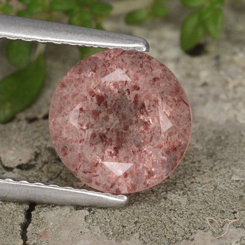 2.04ct Natural Tom Rosa Quartzo Morango, Redondo, Translúcido