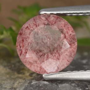 Quartzo Morango rosa médio Natural 1.67ct, Corte Redondo, Translúcido