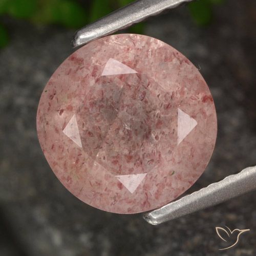 1.83ct Natural Rosa escuro Quartzo Morango, Redondo, Translúcido