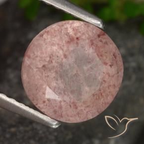 Quartzo Morango Rosa escuro Natural 1.83ct, Redondo, Translúcido
