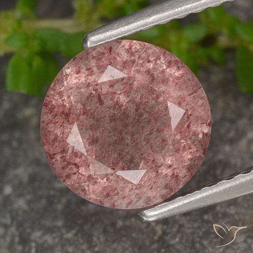 1.74ct Natural rosa médio Quartzo Morango, Redondo, Translúcido