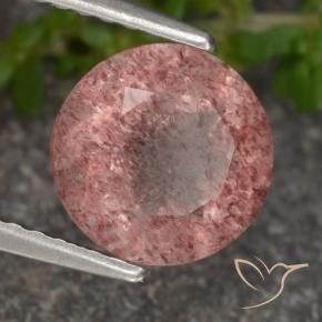 Quartzo Morango rosa médio Natural 1.74ct, Redondo, Translúcido