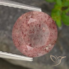 Quartzo Morango rosa rosa Natural 1.78ct, Redondo, Translúcido