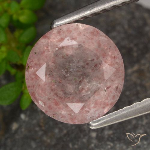 1.62ct Natural Rosa Chiclete Claro Quartzo Morango, Redondo, Transparente