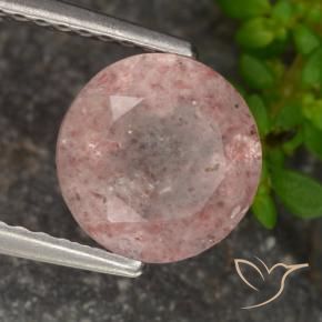 Quartzo Morango Rosa Chiclete Claro Natural 1.62ct, Redondo, Transparente