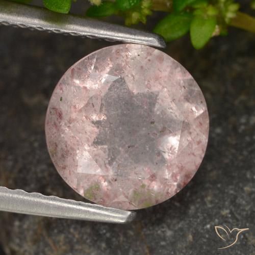 Quartzo Morango Rosa Claro Rosa Natural 1.65ct, Redondo, Translúcido