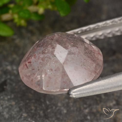 Quartzo Morango Rosa Claro Rosa Natural 1.65ct, Redondo, Translúcido