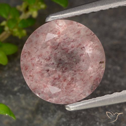 1.90ct Natural Luz rosa Quartzo Morango, Redondo, Translúcido