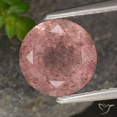 1.88ct Natural rosa médio Quartzo Morango, Redondo, Translúcido