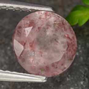 Quartzo morango rosa natural 1,75ct, corte redondo, translúcido