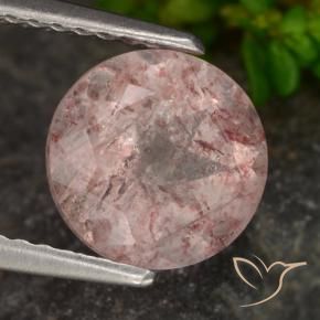 Quartzo Morango Luz rosa Natural 1.98ct, Redondo, Translúcido