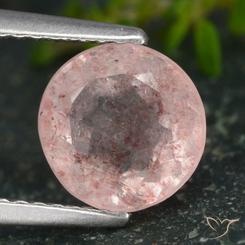 1.85ct Natural Luz rosa Quartzo Morango, Redondo, Translúcido