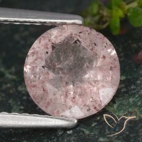 Quartzo Morango Luz rosa Natural 1.56ct, Redondo, Translúcido