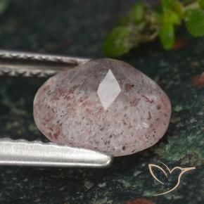 Quartzo Morango Luz rosa Natural 1.56ct, Redondo, Translúcido
