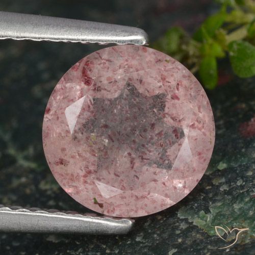 1.70ct Natural Luz rosa Quartzo Morango, Redondo, Translúcido