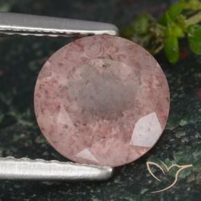 Quartzo Morango Luz rosa Natural 1.59ct, Redondo, Translúcido