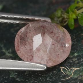 Quartzo Morango Luz rosa Natural 1.59ct, Redondo, Translúcido
