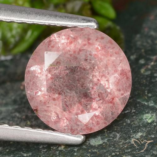 1.62ct Natural Luz rosa Quartzo Morango, Redondo, Translúcido