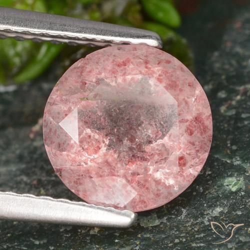 Quartzo Morango Luz rosa Natural 1.62ct, Redondo, Translúcido