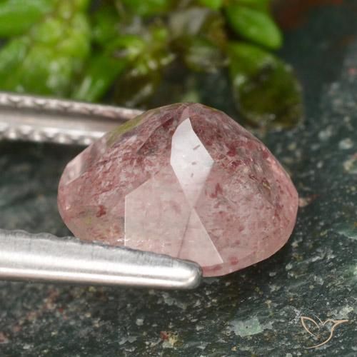 Quartzo Morango Luz rosa Natural 1.62ct, Redondo, Translúcido