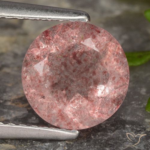 1.81ct Natural rosa médio Quartzo Morango, Redondo, Translúcido