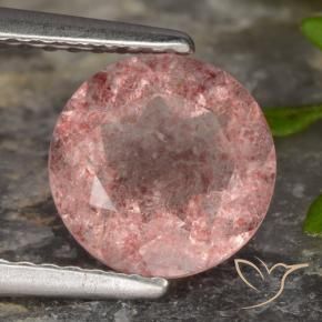 Quartzo Morango rosa médio Natural 1.81ct, Redondo, Translúcido