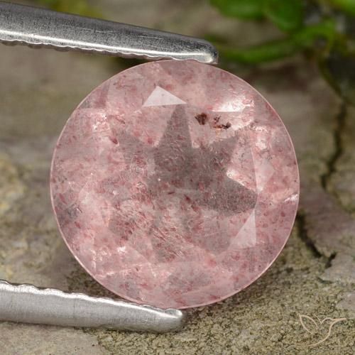1.61ct Natural Luz rosa Quartzo Morango, Redondo, Translúcido