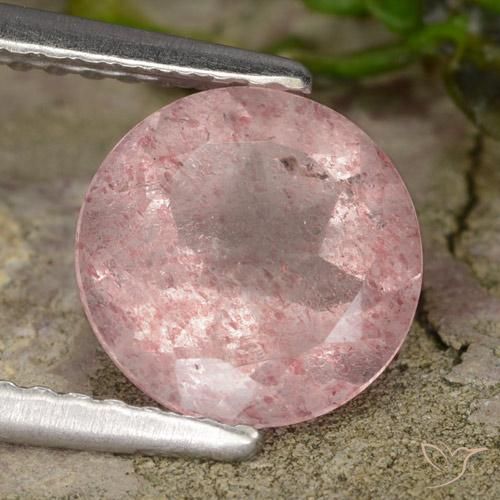 Quartzo Morango Luz rosa Natural 1.61ct, Redondo, Translúcido