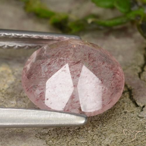 Quartzo Morango Luz rosa Natural 1.61ct, Redondo, Translúcido