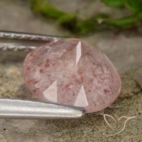 Quartzo Morango Luz rosa Natural 1.51ct, Redondo, Translúcido