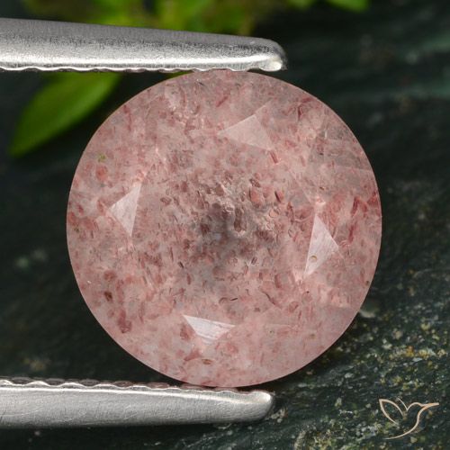 1.83ct Natural Luz rosa Quartzo Morango, Redondo, Translúcido