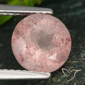 Quartzo Morango Luz rosa Natural 1.83ct, Redondo, Translúcido