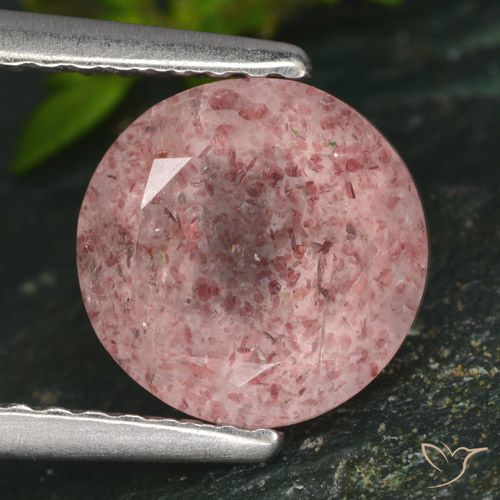1.73ct Natural Rosa Terroso Quartzo Morango, Redondo, Translúcido